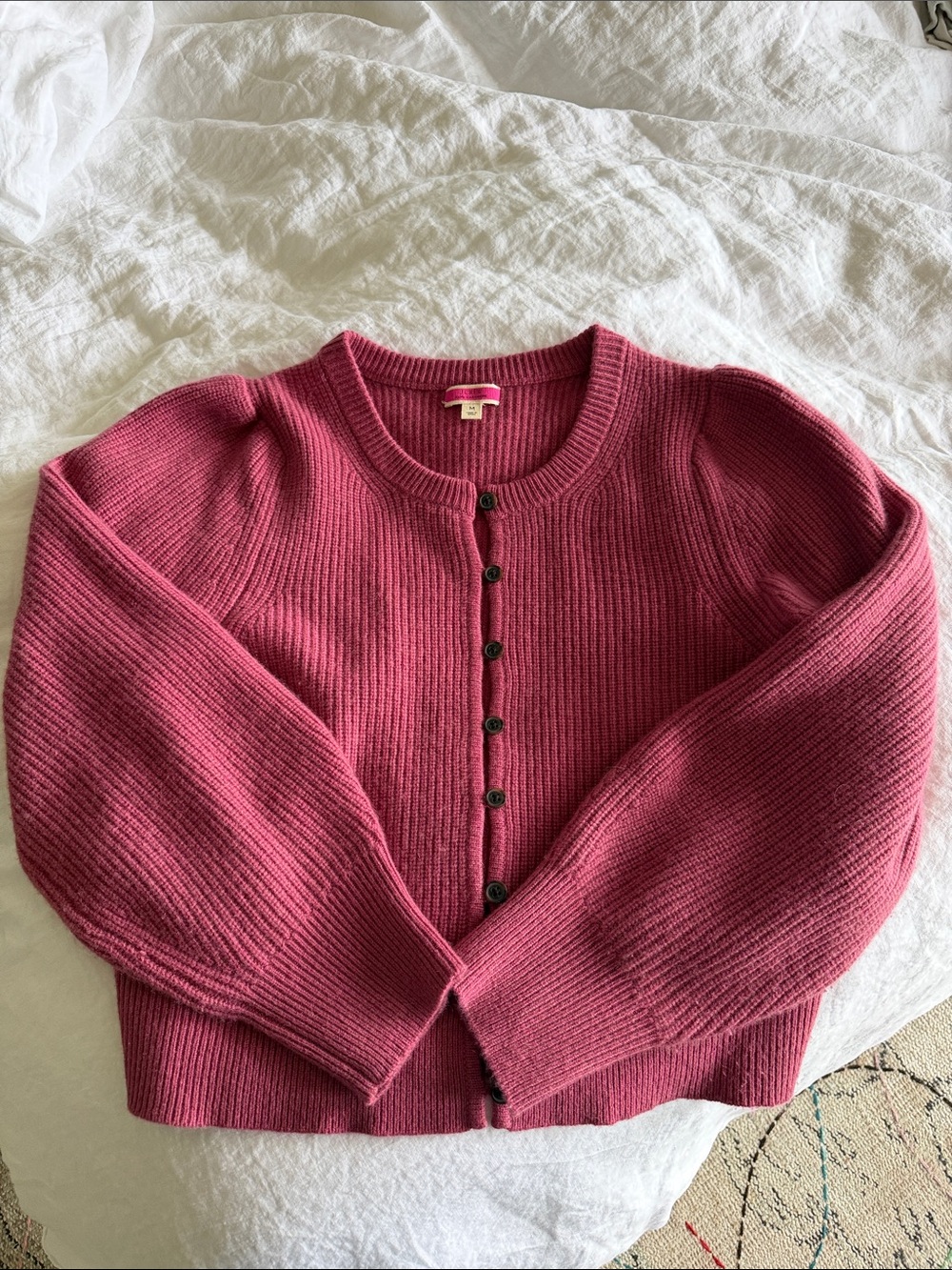 JCrew M rose cashmere button up cardigan - Picture 2 of 4